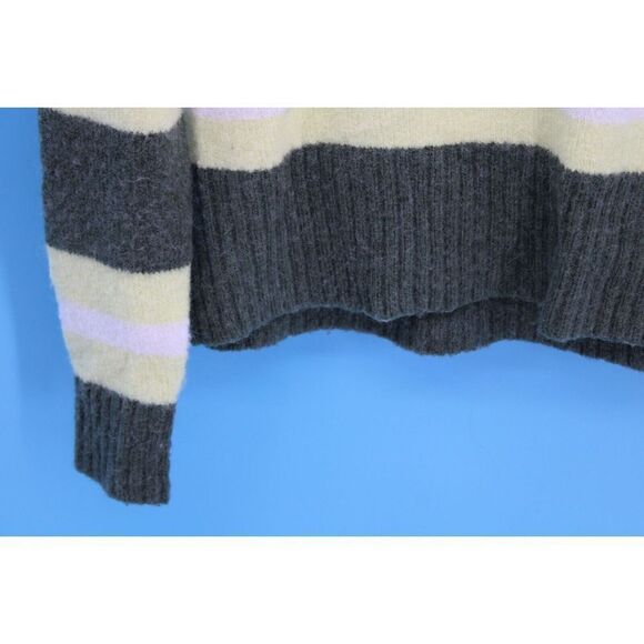 Madewell Striped Fulton Pullover Sweater Roll Neck Top Small Yellow Wool MA756 - Picture 3 of 6